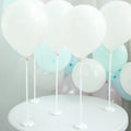 5 Pack White Balloon Centerpieces Holder with Floral Base, Table Top Balloon Stand Stick Kit - 17"