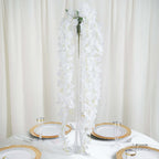 42" Silk Hanging Wisteria Flower Garland Vines in White, Elaborated 5 Full Strands in 1 Bush