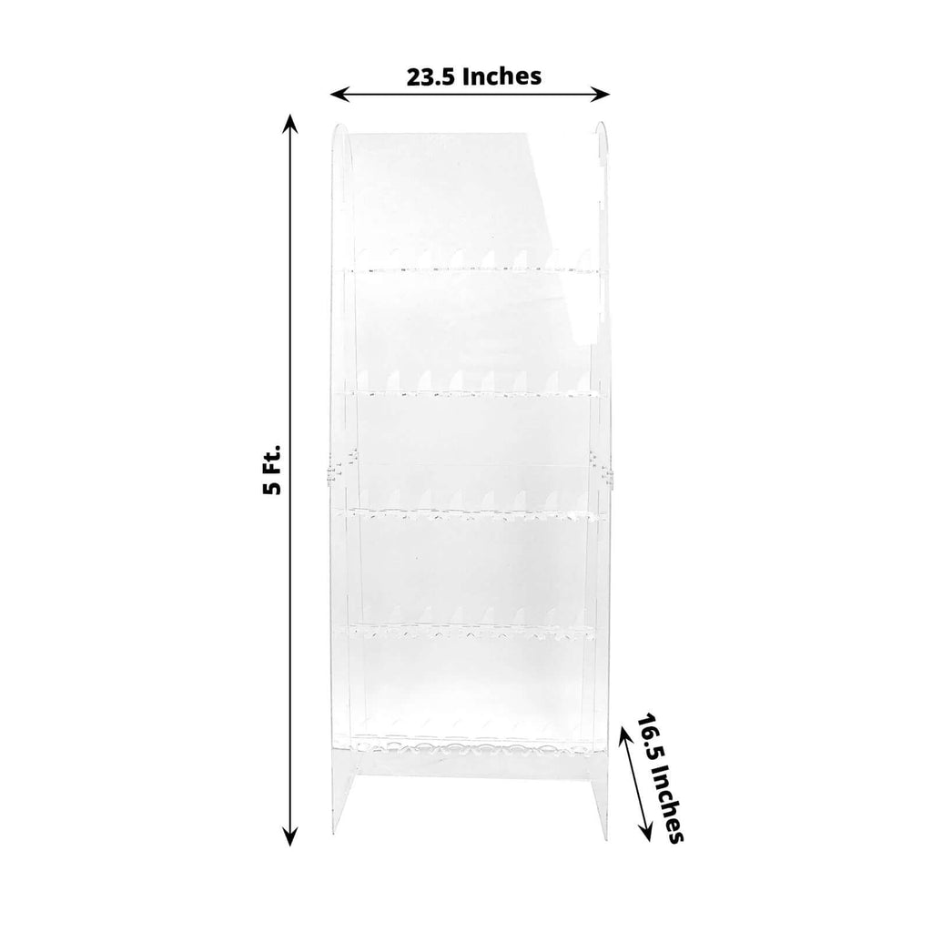 5 - Tier Acrylic Champagne Wall Glass Holder Clear, 40 Stemware Rack Cocktail Display Drink Organizer for Classy Events & Banquets 5ft - Bell Racket Store