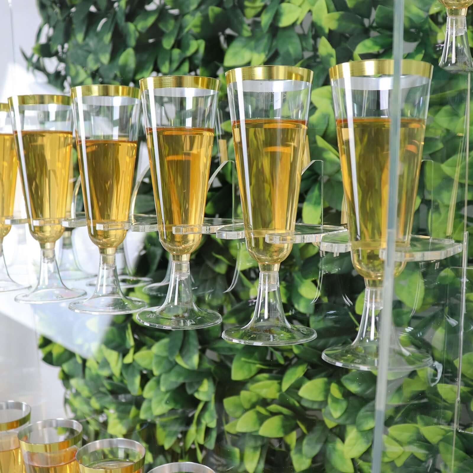 5 - Tier Acrylic Champagne Wall Glass Holder Clear, 40 Stemware Rack Cocktail Display Drink Organizer for Classy Events & Banquets 5ft - Bell Racket Store