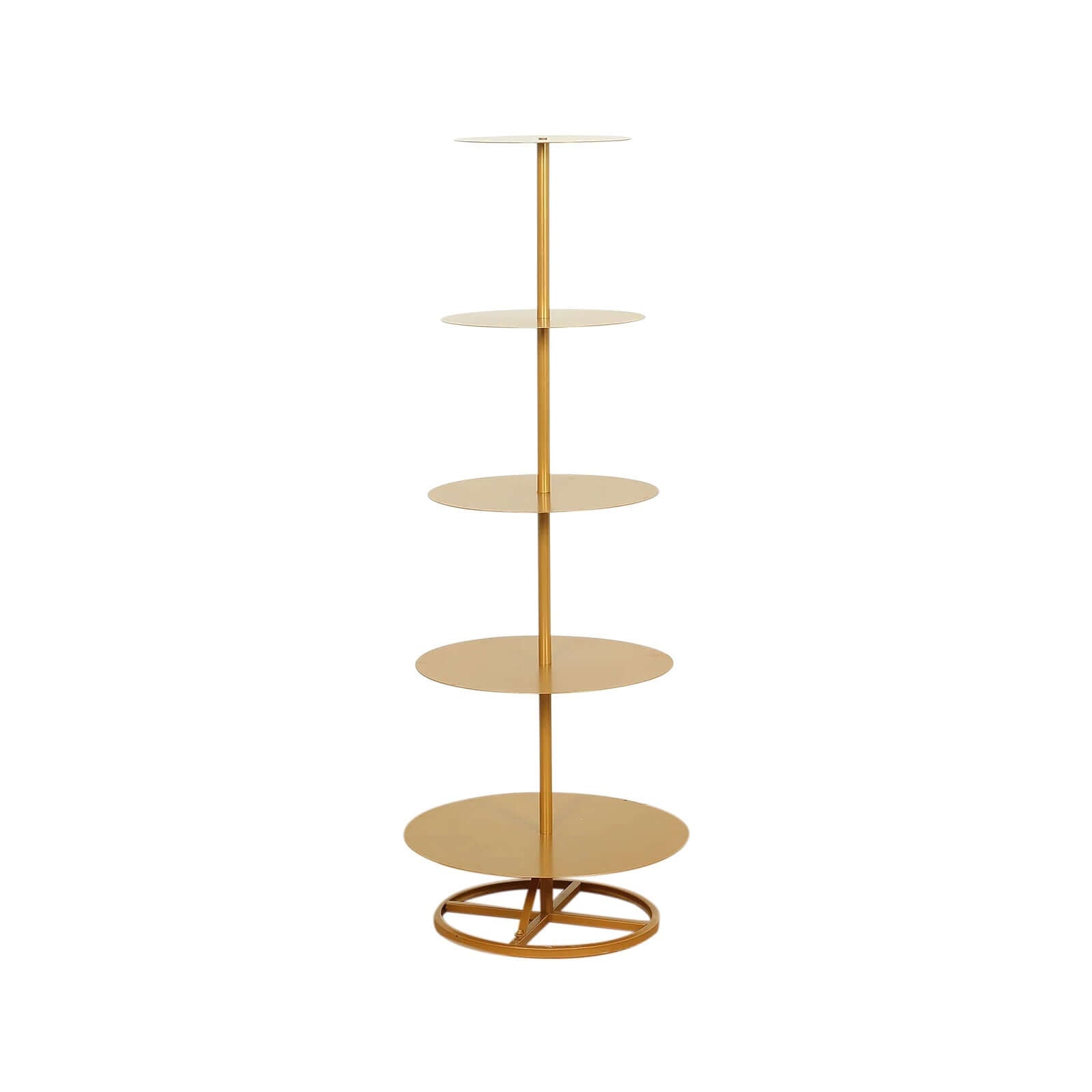 5 Tier Champagne Tower Stand Gold Metal Round Dessert Display Cupcake Holder - Sturdy Event Centerpiece 4.5ft Tall - Bell Racket Store