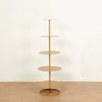 5 Tier Champagne Tower Stand Gold Metal Round Dessert Display Cupcake Holder - Sturdy Event Centerpiece 4.5ft Tall - Bell Racket Store