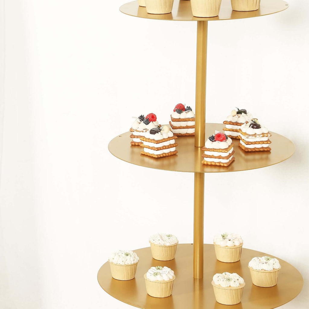 5 Tier Champagne Tower Stand Gold Metal Round Dessert Display Cupcake Holder - Sturdy Event Centerpiece 4.5ft Tall - Bell Racket Store