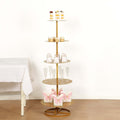 5 Tier Champagne Tower Stand Gold Metal Round Dessert Display Cupcake Holder - Sturdy Event Centerpiece 4.5ft Tall - Bell Racket Store