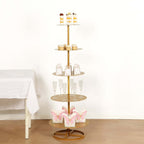 5 Tier Champagne Tower Stand Gold Metal Round Dessert Display Cupcake Holder - Sturdy Event Centerpiece 4.5ft Tall - Bell Racket Store