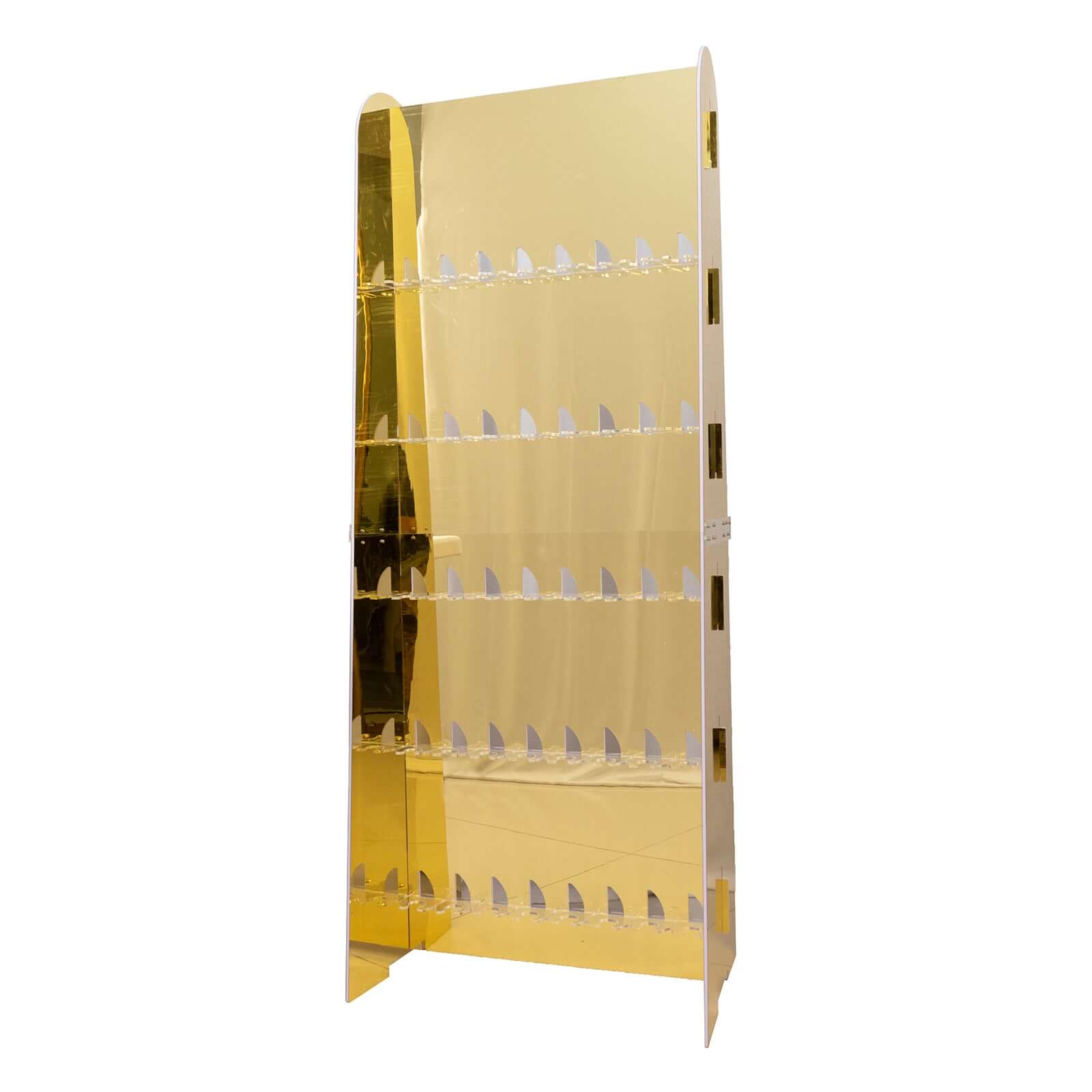 5 - Tier Champagne Wall Glass Holder in Gold Mirror Finish, 40 Stemware Rack Cocktail Display Drink Organizer for Classy Events & Banquets 5ft - Bell Racket Store