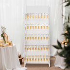 5 - Tier Champagne Wall Glass Holder in Silver Mirror Finish, 40 Stemware Rack Cocktail Display Drink Organizer for Classy Events & Banquets 5ft - Bell Racket Store