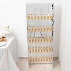 5 - Tier Champagne Wall Glass Holder in Silver Mirror Finish, 40 Stemware Rack Cocktail Display Drink Organizer for Classy Events & Banquets 5ft - Bell Racket Store