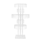 5 - Tier Clear Acrylic Chandelier Flower Stand with Hanging Crystals â€“ 39" Tall Table Centerpiece Display Tower - Bell Racket Store