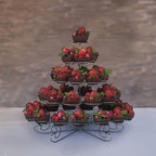 5-Tier Metal Cupcake Stand 15" Silver with 41 Spiral Holders - Space-Saving Non-Chip Finish Dessert Display Tower Tray for Parties & Buffets