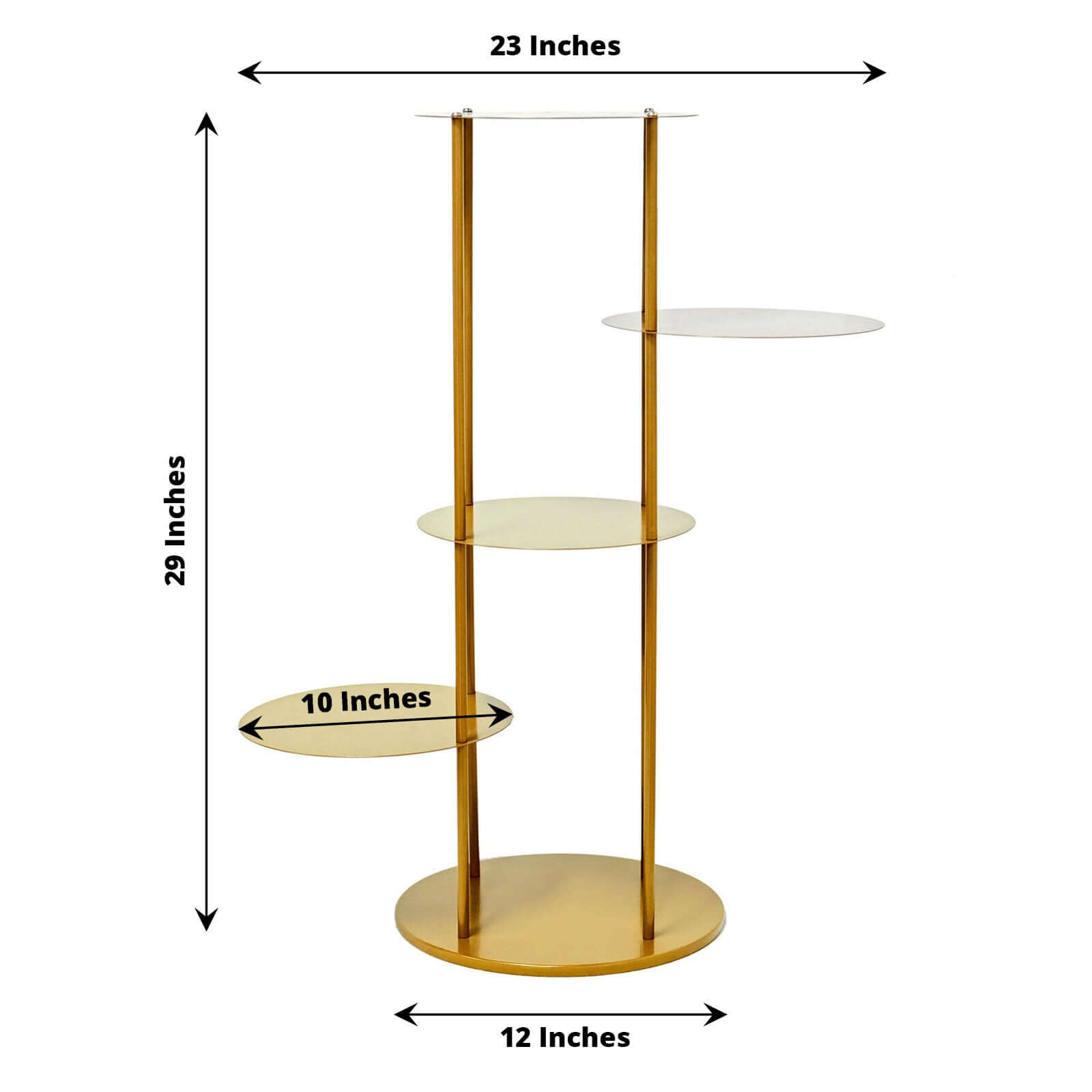 5 - Tier Metal Round Cake Stand Centerpiece Gold - Luxurious Pillar Style Cupcake Dessert Display Tower Planter Shelf for Weddings Banquets & Celebrations 2.5ft - Bell Racket Store