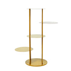 5 - Tier Metal Round Cake Stand Centerpiece Gold - Luxurious Pillar Style Cupcake Dessert Display Tower Planter Shelf for Weddings Banquets & Celebrations 2.5ft - Bell Racket Store