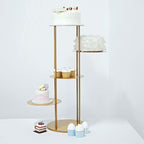 5 - Tier Metal Round Cake Stand Centerpiece Gold - Luxurious Pillar Style Cupcake Dessert Display Tower Planter Shelf for Weddings Banquets & Celebrations 2.5ft - Bell Racket Store