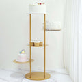 5 - Tier Metal Round Cake Stand Centerpiece Gold - Luxurious Pillar Style Cupcake Dessert Display Tower Planter Shelf for Weddings Banquets & Celebrations 2.5ft - Bell Racket Store