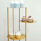 5 - Tier Metal Round Cake Stand Centerpiece Gold - Luxurious Pillar Style Cupcake Dessert Display Tower Planter Shelf for Weddings Banquets & Celebrations 2.5ft - Bell Racket Store