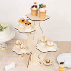 5 - Tier Wooden Cake Stand Natural Tree Tower Design with Laser Cut Details - Rustic Cupcake Dessert Display 19" Tall - Bell Racket Store