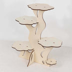 5 - Tier Wooden Cake Stand Natural Tree Tower Design with Laser Cut Details - Rustic Cupcake Dessert Display 19" Tall - Bell Racket Store