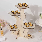 5 - Tier Wooden Cake Stand Natural Tree Tower Design with Laser Cut Details - Rustic Cupcake Dessert Display 19" Tall - Bell Racket Store