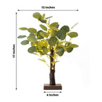 50 LED Lighted Artificial Tree Eucalyptus Plant Design Green Warm White - Battery Operated Table Accent 17" - Bell Racket Store