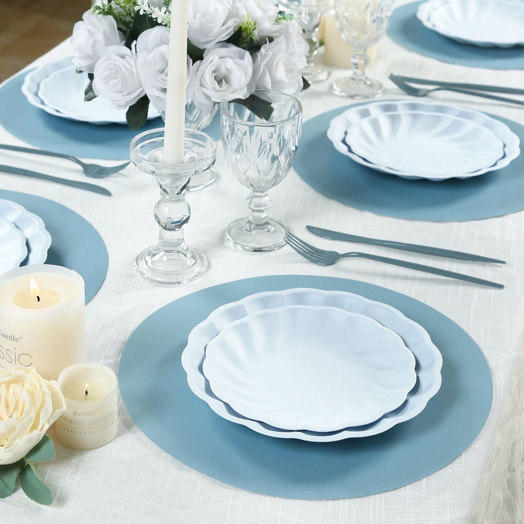 50 Pack 13" Round Disposable Paper Placemats â€“ Dusty Blue Cardboard Dining Table Mats, 120 GSM - Bell Racket Store