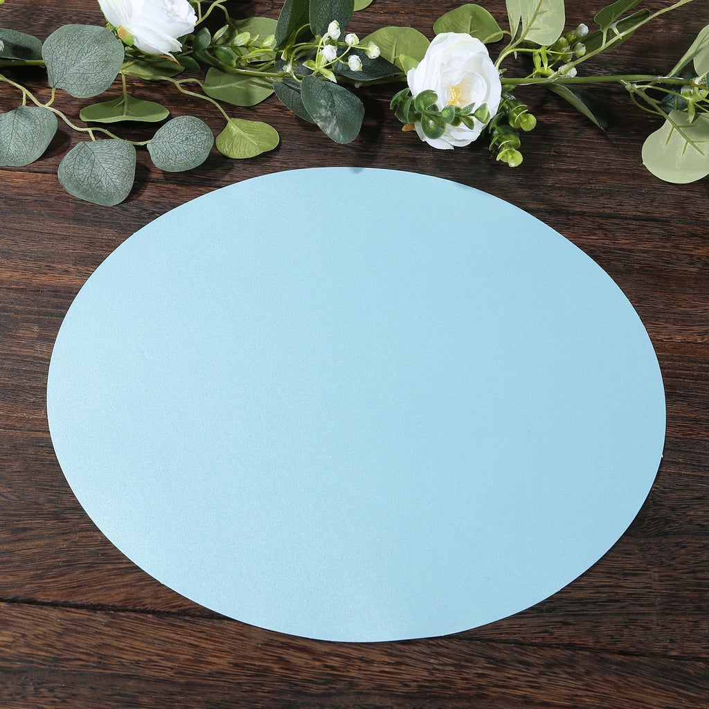 50 Pack 13" Round Disposable Paper Placemats â€“ Dusty Blue Cardboard Dining Table Mats, 120 GSM - Bell Racket Store