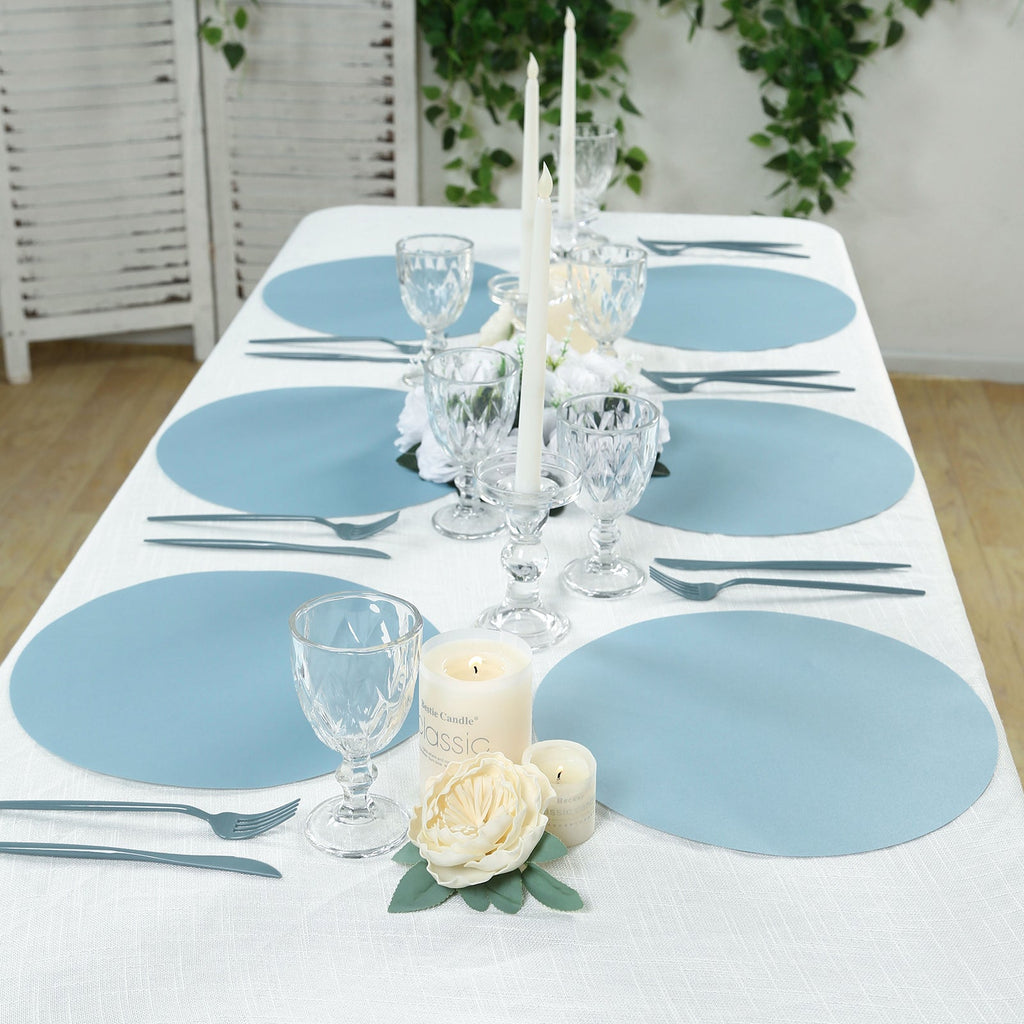 50 Pack 13" Round Disposable Paper Placemats â€“ Dusty Blue Cardboard Dining Table Mats, 120 GSM - Bell Racket Store