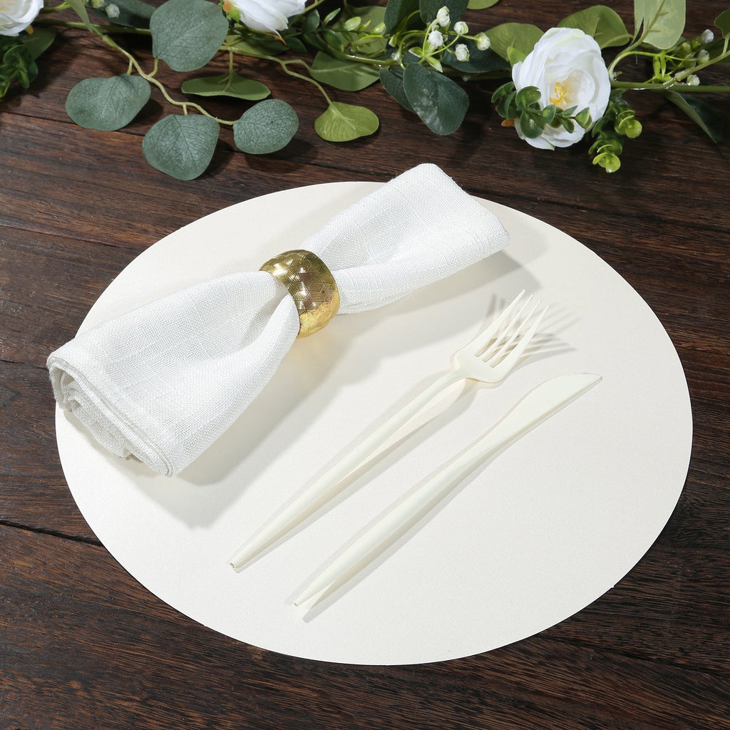 50 Pack 13" Round Disposable Paper Placemats â€“ Pearl White Cardboard Dining Table Mats, 120 GSM - Bell Racket Store