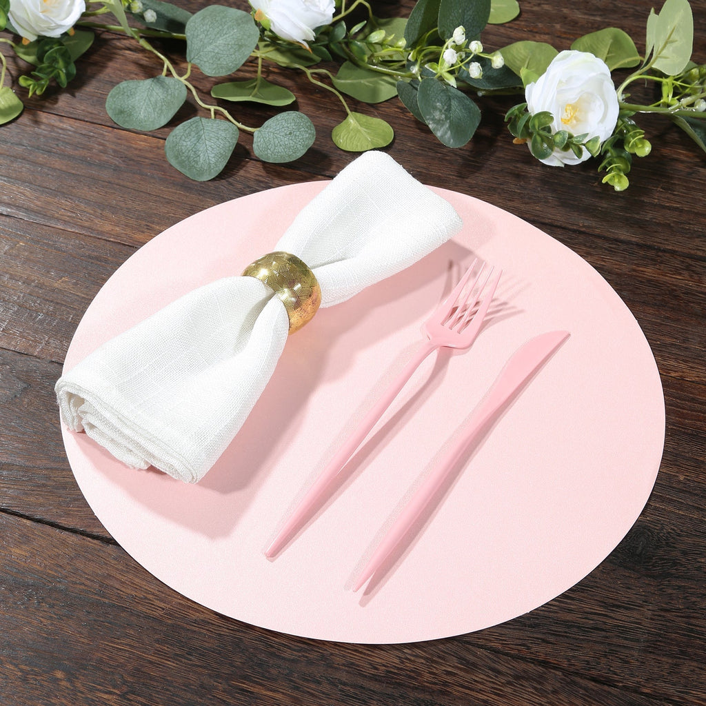 50 Pack 13" Round Disposable Paper Placemats â€“ Pink Cardboard Dining Table Mats, 120 GSM - Bell Racket Store