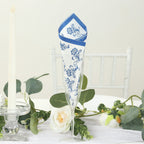 50 Pack 2 - Ply Paper Beverage Napkins in White Royal Blue Damask Pattern, Disposable Cocktail Napkins - Highly Absorbent & Soft - Bell Racket Store