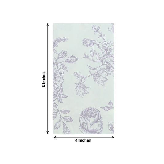 50 Pack 2 - Ply Paper Party Napkins in French Toile Floral Pattern, Matte Lavender and White Highly Absorbent Soft Disposable Dinner Napkins - Bell Racket Store