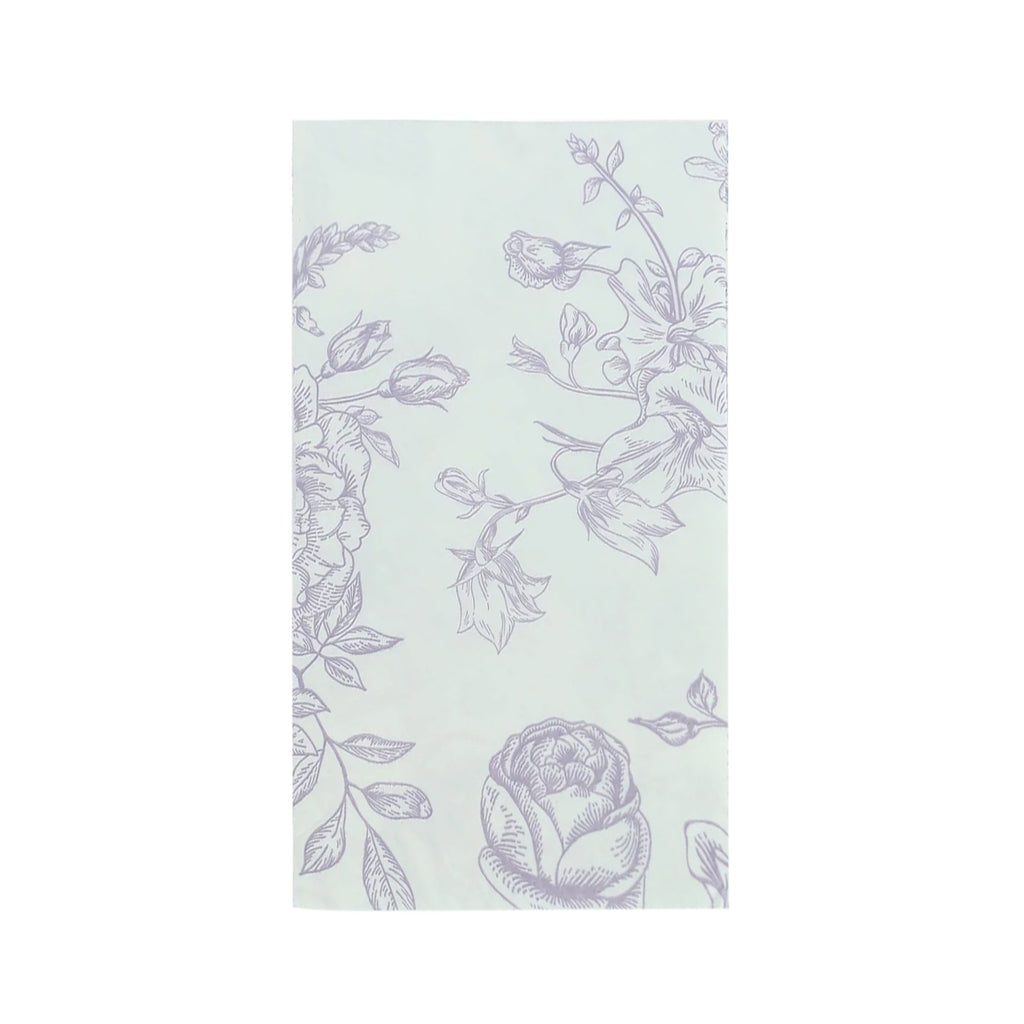 50 Pack 2 - Ply Paper Party Napkins in French Toile Floral Pattern, Matte Lavender and White Highly Absorbent Soft Disposable Dinner Napkins - Bell Racket Store