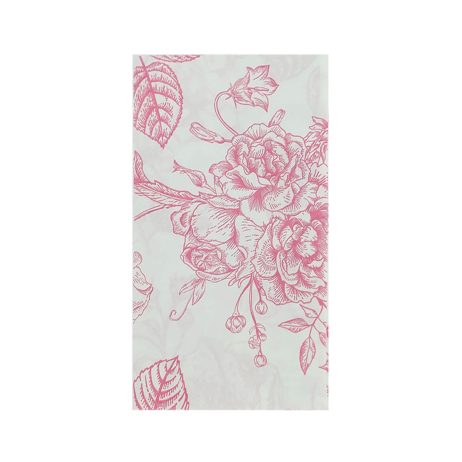 50 Pack 2 - Ply Paper Party Napkins in French Toile Floral Pattern, Matte Pink and White Highly Absorbent Soft Disposable Dinner Napkins - Bell Racket Store