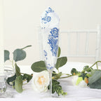 50 Pack 2 - Ply Paper Party Napkins in White Royal Blue Damask Floral Pattern, Disposable Dinner Napkins - Highly Absorbent & Soft - Bell Racket Store