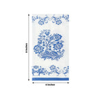 50 Pack 2 - Ply Paper Party Napkins in White Royal Blue Damask Floral Pattern, Disposable Dinner Napkins - Highly Absorbent & Soft - Bell Racket Store