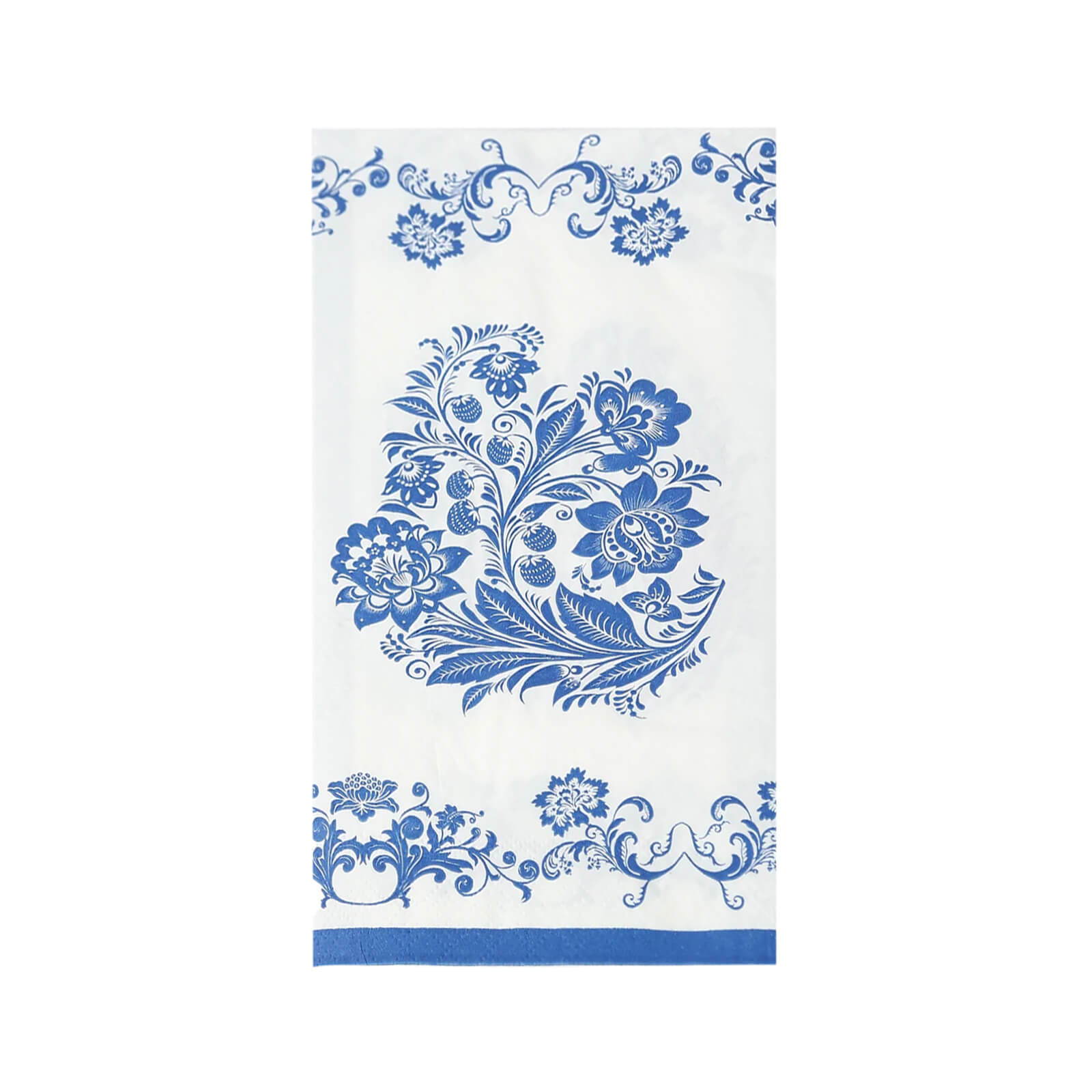 50 Pack 2 - Ply Paper Party Napkins in White Royal Blue Damask Floral Pattern, Disposable Dinner Napkins - Highly Absorbent & Soft - Bell Racket Store