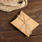 50 Pack 4.5"x3.5" Natural Brown Paper Wedding Favor Pillow Boxes with Burlap Twine, Party Gift Boxes - Bell Racket Store