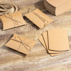 50 Pack 4.5"x3.5" Natural Brown Paper Wedding Favor Pillow Boxes with Burlap Twine, Party Gift Boxes - Bell Racket Store