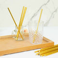 50-Pack Paper Drinking Straws Metallic Gold Foil Food Grade - Disposable Biodegradable Straws for Events 8"