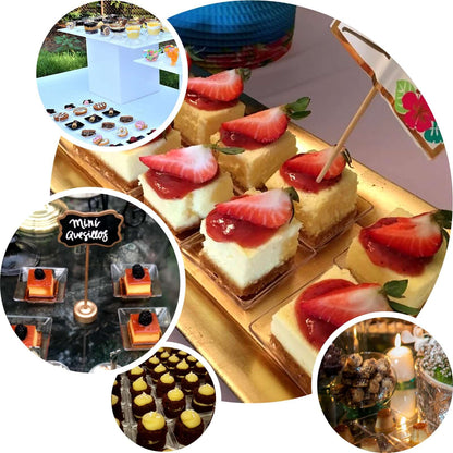 50 - Pack Appetizer Plates Modern Square Design Clear - Plastic Disposable Bowls for Desserts 2" - NestOCart