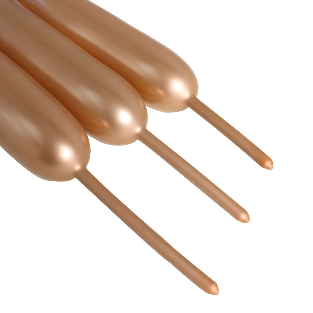 50 Pack Assorted Metallic Rose Gold Long Latex Balloons For Twisting Magic, Animal Modelling Party Balloons - Bell Racket Store