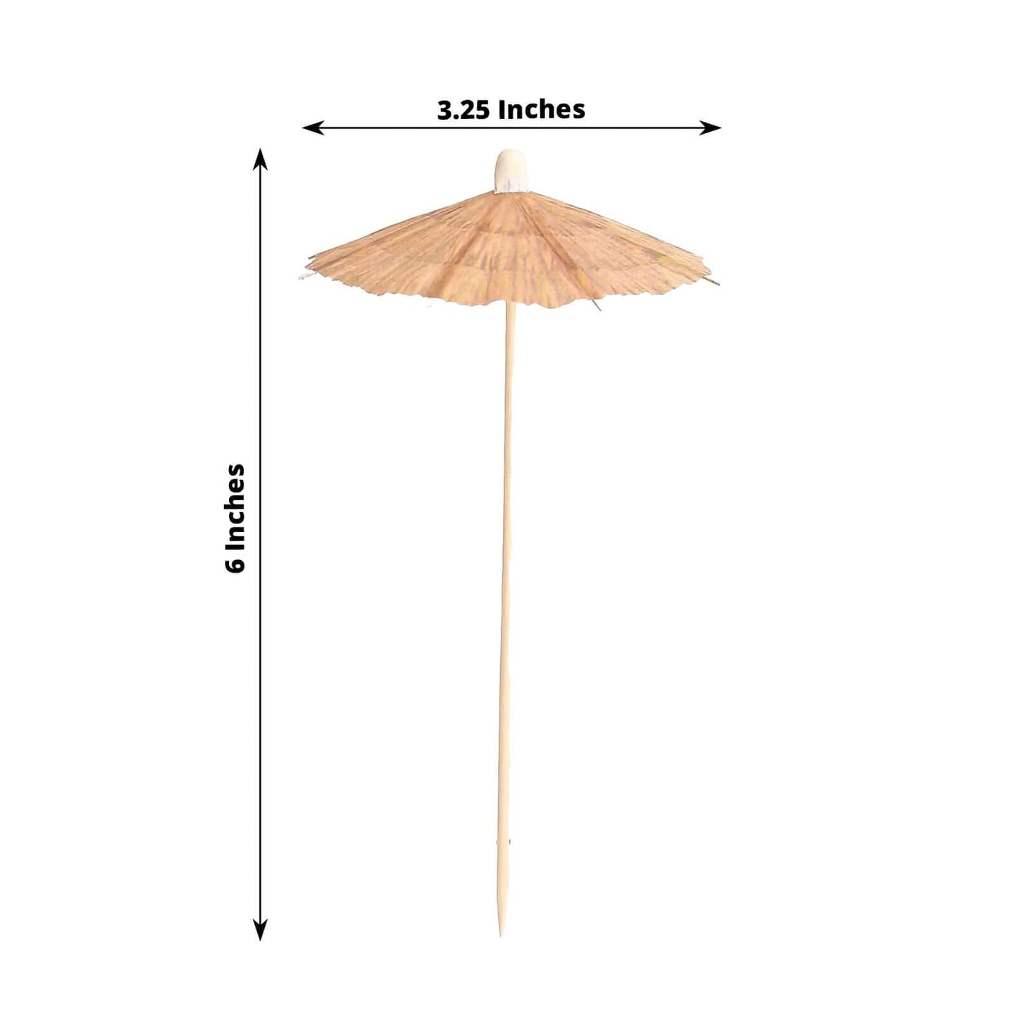 50 - Pack Bamboo Cocktail Sticks Tiki Hut Paper Umbrella Design Eco Friendly Natural - Biodegradable Party Picks 6" - Bell Racket Store