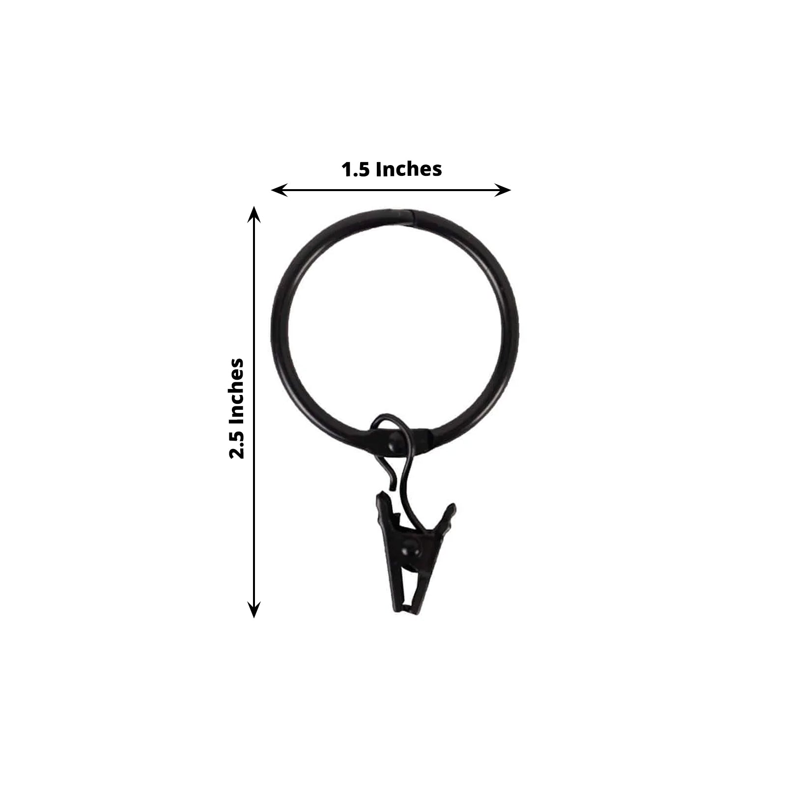 50 Pack Black Metal Openable Curtain Clip Rings, Heavy Duty Rustproof Drapery Backdrop Clip Hangers - 1.5" - Bell Racket Store