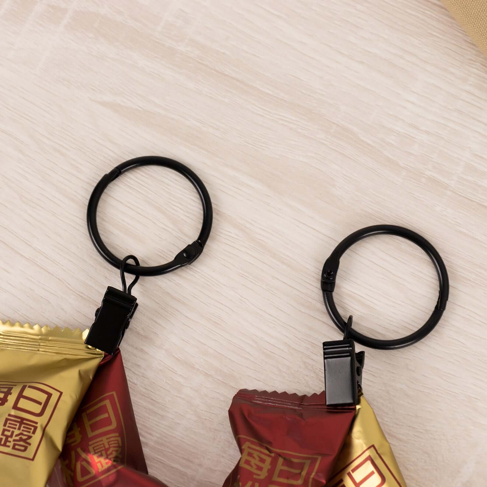 50 Pack Black Metal Openable Curtain Clip Rings, Heavy Duty Rustproof Drapery Backdrop Clip Hangers - 1.5" - Bell Racket Store