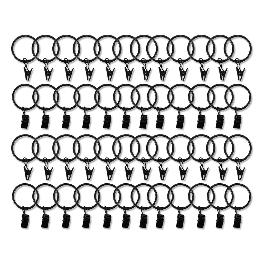 50 Pack Black Metal Openable Curtain Clip Rings, Heavy Duty Rustproof Drapery Backdrop Clip Hangers - 1.5" - Bell Racket Store
