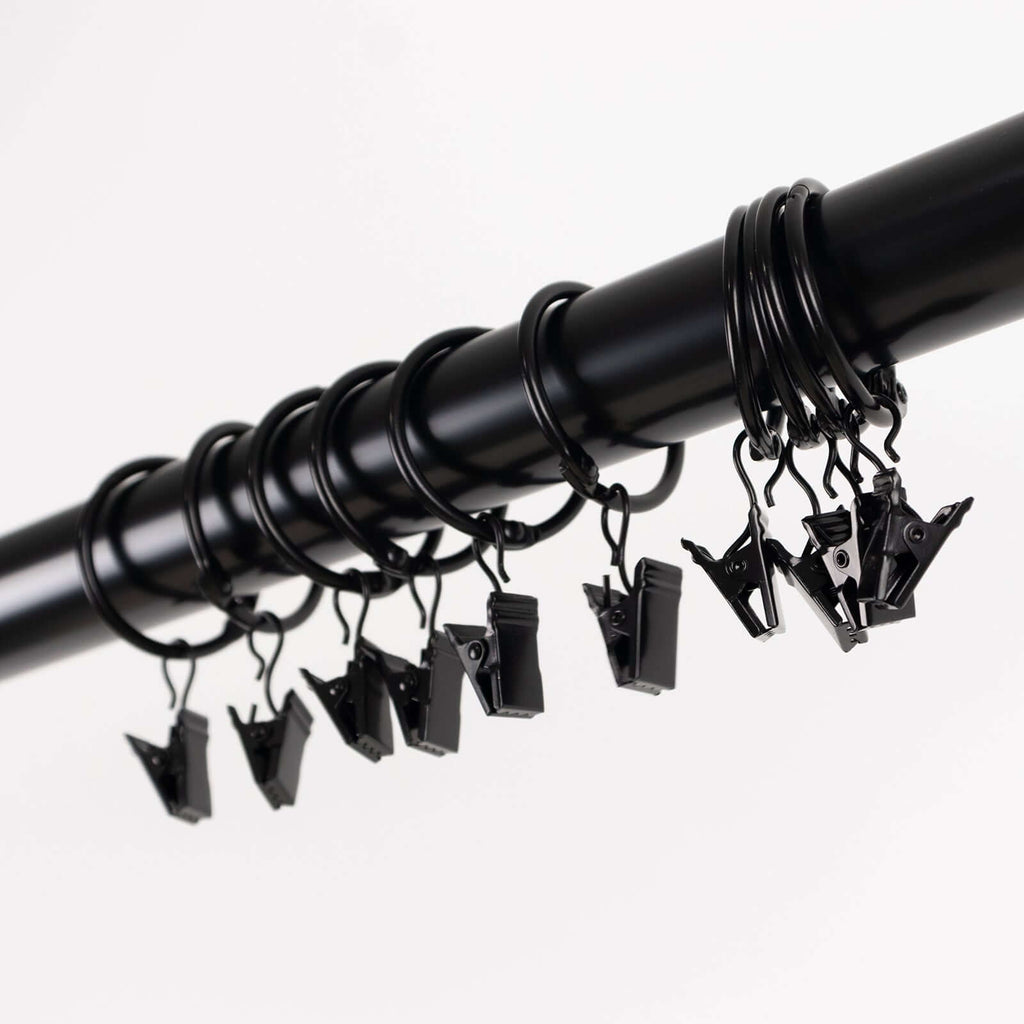 50 Pack Black Metal Openable Curtain Clip Rings, Heavy Duty Rustproof Drapery Backdrop Clip Hangers - 1.5" - Bell Racket Store