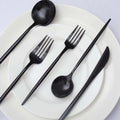 50-Pack Plastic Utensil Set Black - Premium Disposable Heavy Duty Sleek Flatware for Events