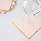 50-Pack Paper Beverage Napkins with Gold Foil Edge Blush - Disposable 2 Ply Cocktail Napkins for Events 6.5"x6.5"