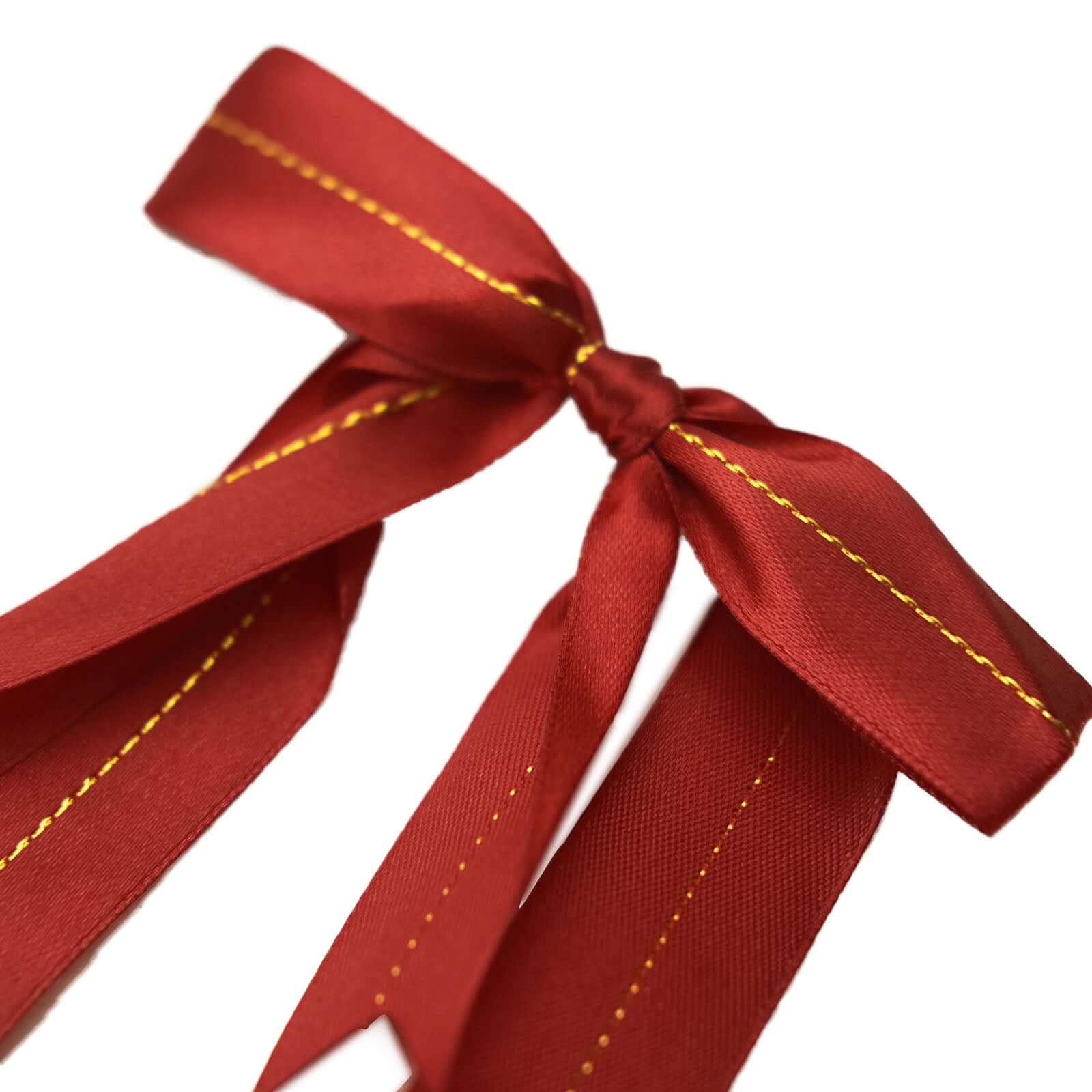50 Pack Burgundy 10" Pre Tied Satin Ribbon Bows With Gold Foil Lining For Gift Basket and Party Favors Decor - Bell Racket Store