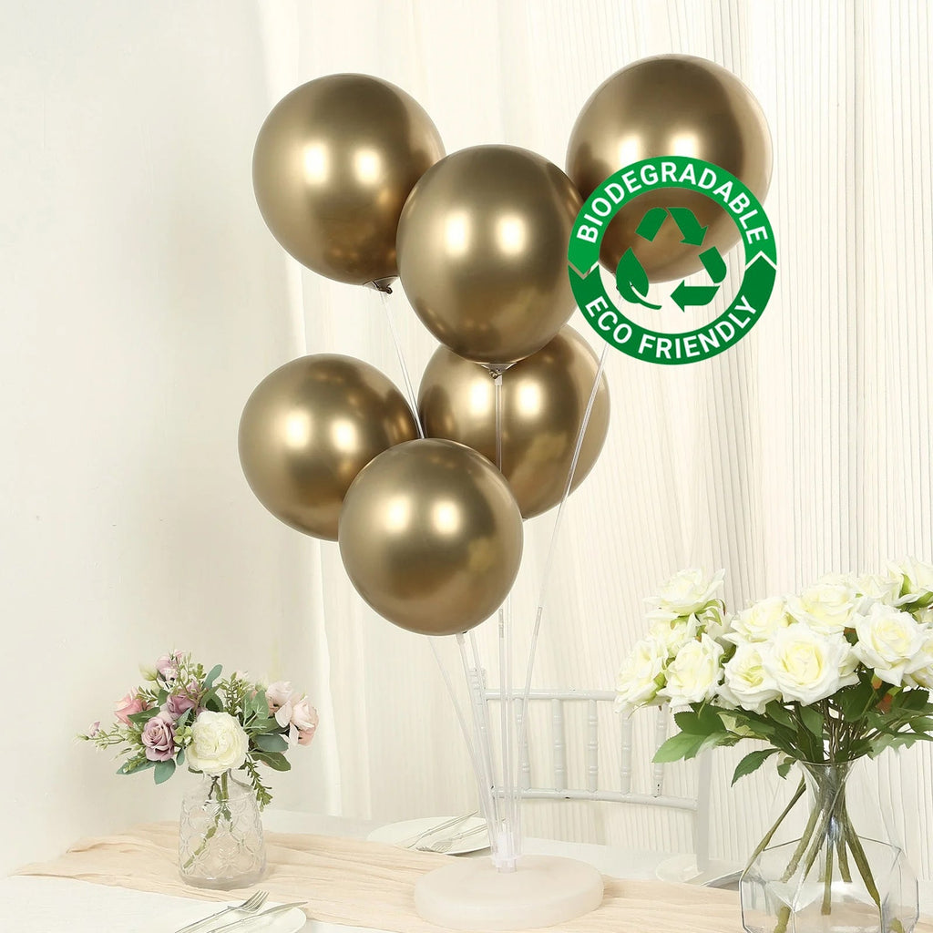 50 Pack Chrome Champagne Biodegradable Latex Balloons 12", Thick Eco Friendly Metallic Party Balloons - Bell Racket Store