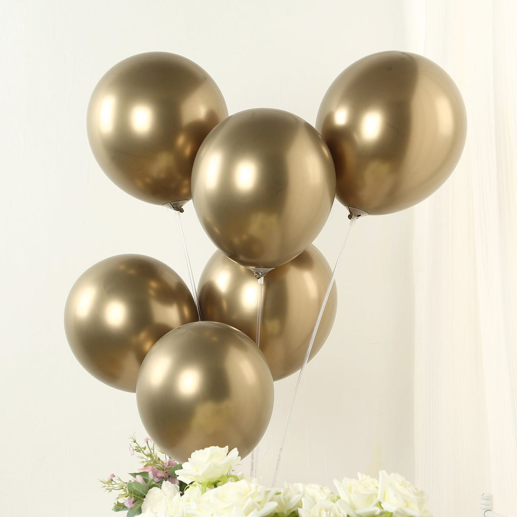 50 Pack Chrome Champagne Biodegradable Latex Balloons 12", Thick Eco Friendly Metallic Party Balloons - Bell Racket Store